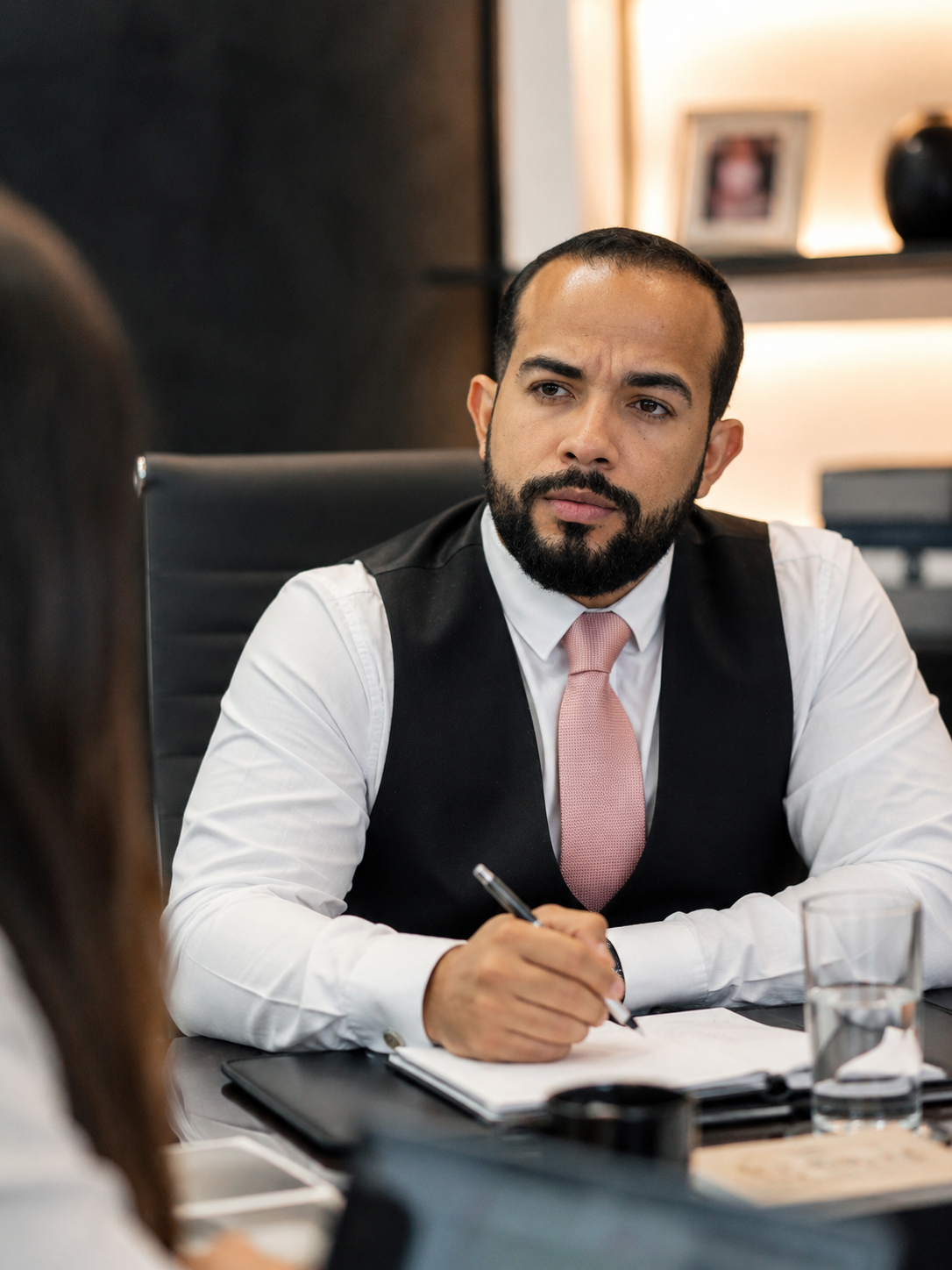 Dr. Nerik Lino, advogado, em atendimento no escritório NLADV